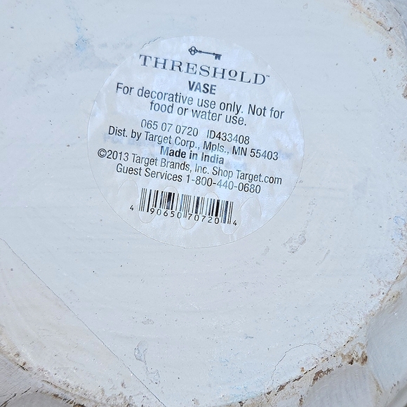 Threshold Rustic Decor Carved Wood White Wash Distressed 9" Vase Made In India - Picture 7 of 10